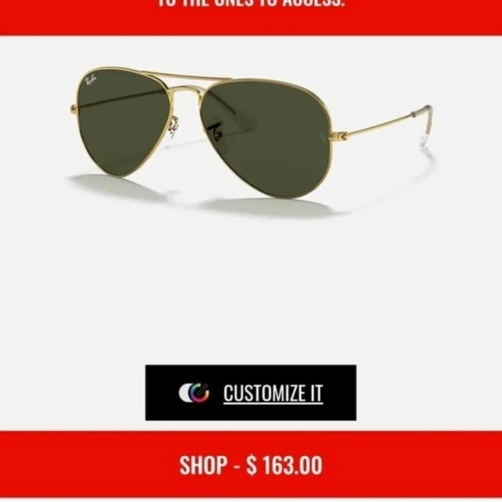 Ray-Ban RB 3025 Aviator Arista Gold 55-14-135 - FRAME ONLY